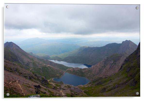 Lakes view from Mount Snowdon Acrylic by Hazel Wright