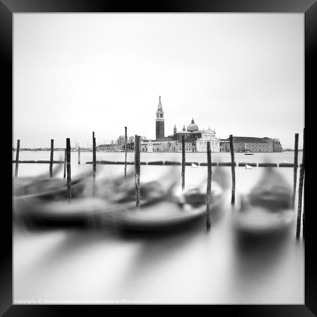 San Giorgio and Gondolas in Venice (2010) Framed Print by Stefano Orazzini
