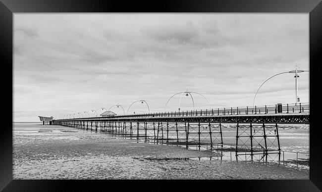 Southport Pier in black and white Framed Print by Jason Wells