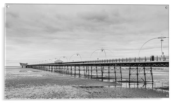 Southport Pier in black and white Acrylic by Jason Wells