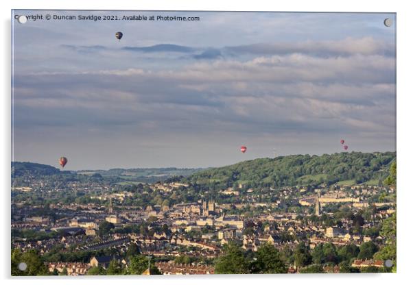 Hot air balloons over Bath Acrylic by Duncan Savidge