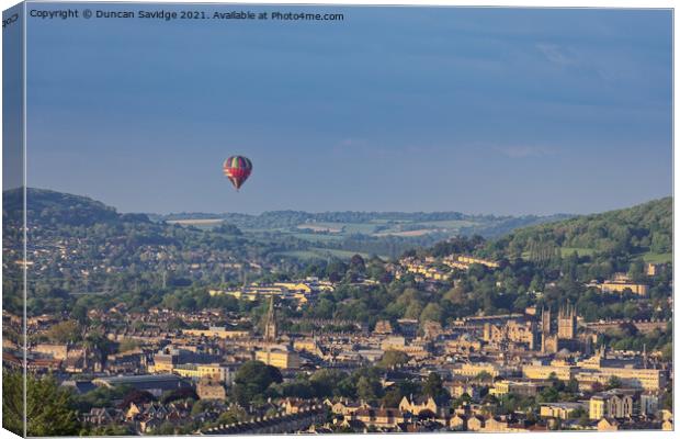 Hot air balloon over Bath Canvas Print by Duncan Savidge