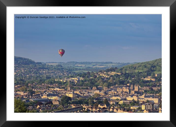 Hot air balloon over Bath Framed Mounted Print by Duncan Savidge