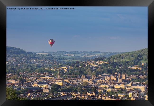 Hot air balloon over Bath Framed Print by Duncan Savidge