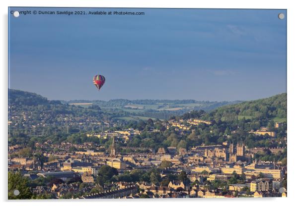 Hot air balloon over Bath Acrylic by Duncan Savidge