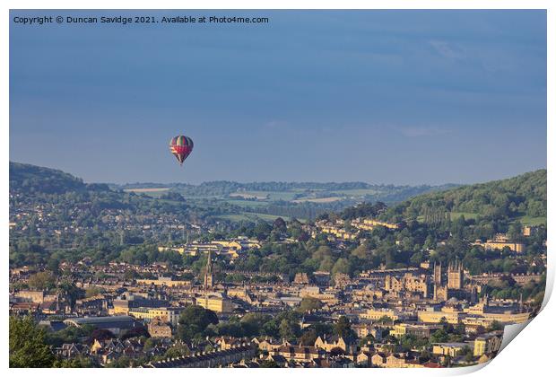 Hot air balloon over Bath Print by Duncan Savidge