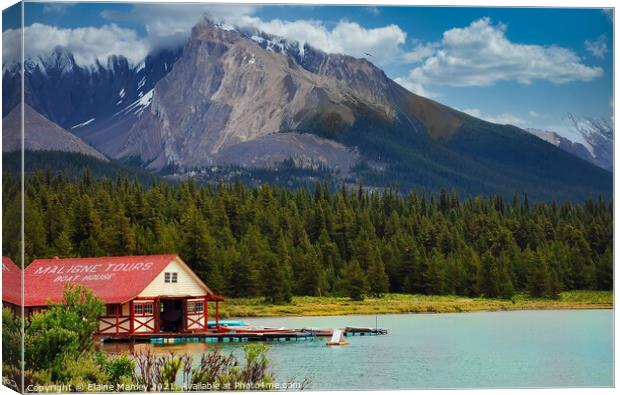 Maligne Lake   Alberta   Canada  Canvas Print by Elaine Manley