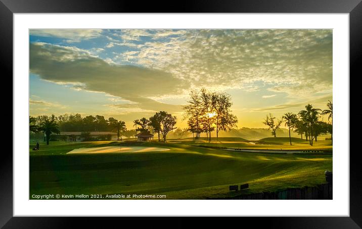 Sunrise over the golf course Framed Mounted Print by Kevin Hellon
