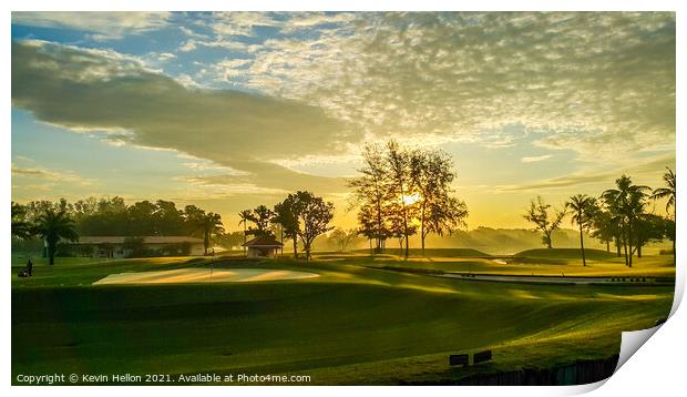 Sunrise over the golf course Print by Kevin Hellon