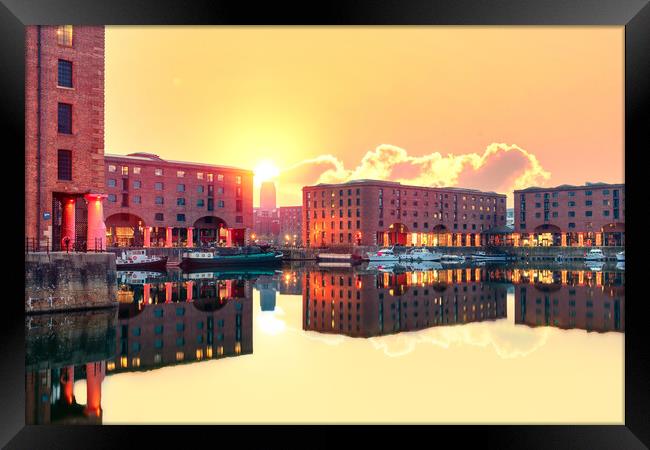 Royal Albert Dock, Liverpool Sunrise Framed Print by Dave Wood