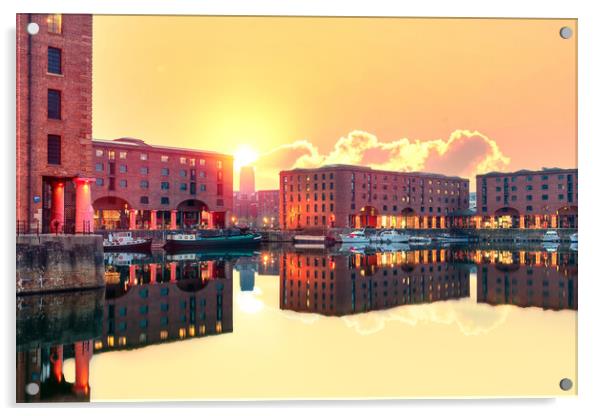 Royal Albert Dock, Liverpool Sunrise Acrylic by Dave Wood