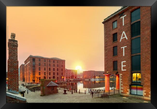 Royal Albert Dock, Liverpool Sunrise Framed Print by Dave Wood