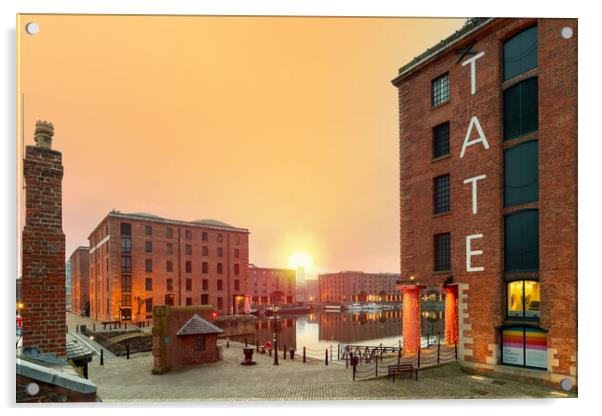 Royal Albert Dock, Liverpool Sunrise Acrylic by Dave Wood