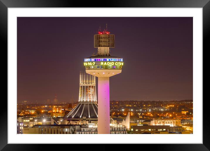 Liverpool at Night Framed Mounted Print by Dave Wood
