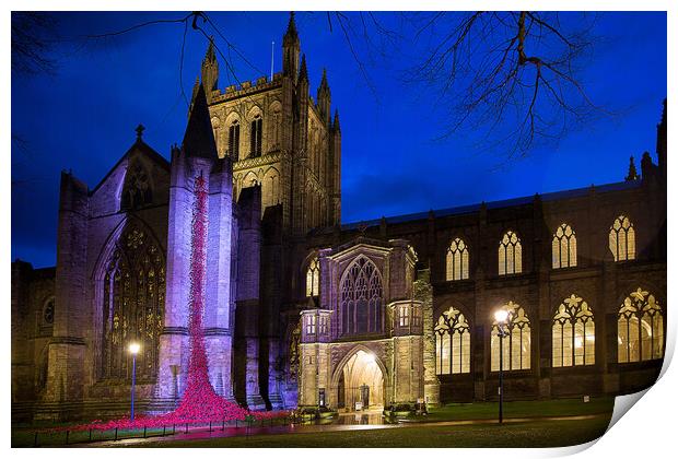 Weeping window at Hereford Cathedral Print by Catherine Joll