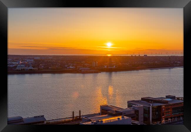 Liverpool Bay Sunset Framed Print by Dave Wood