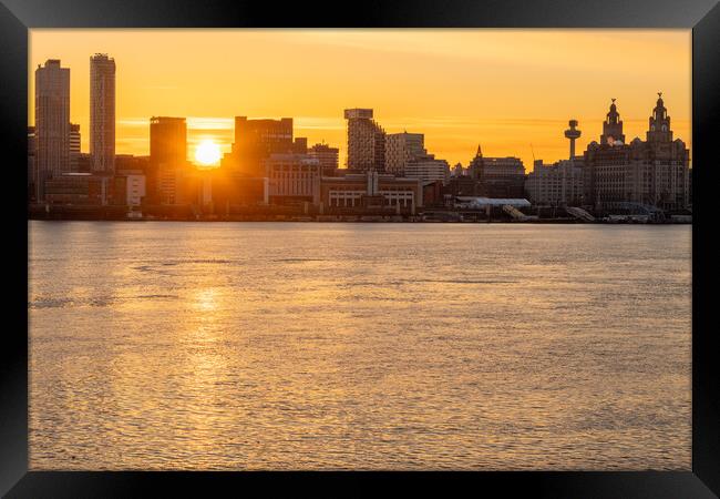 Liverpool Waterfront Sunrise Framed Print by Dave Wood