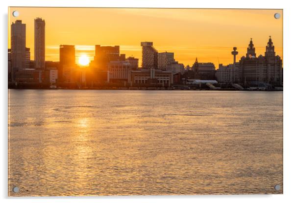 Liverpool Waterfront Sunrise Acrylic by Dave Wood