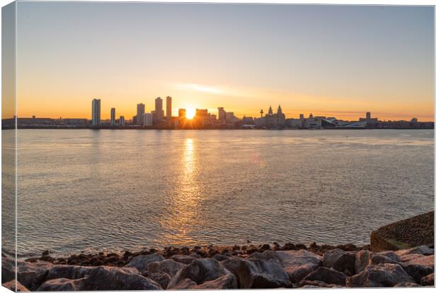 Liverpool Waterfront Sunrise Canvas Print by Dave Wood