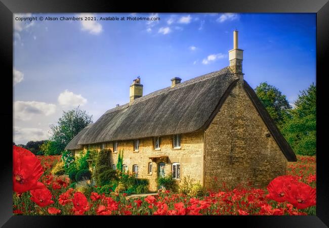 Poppy Field Cottage Framed Print by Alison Chambers