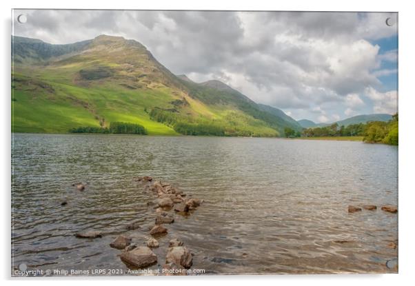 Buttermere, looking towards High Stile and Red Pik Acrylic by Philip Baines