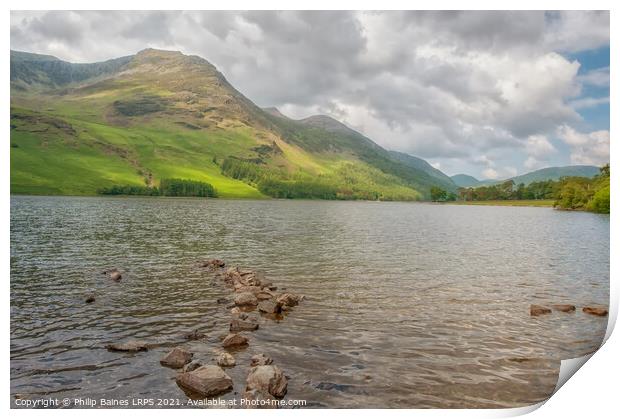 Buttermere, looking towards High Stile and Red Pik Print by Philip Baines