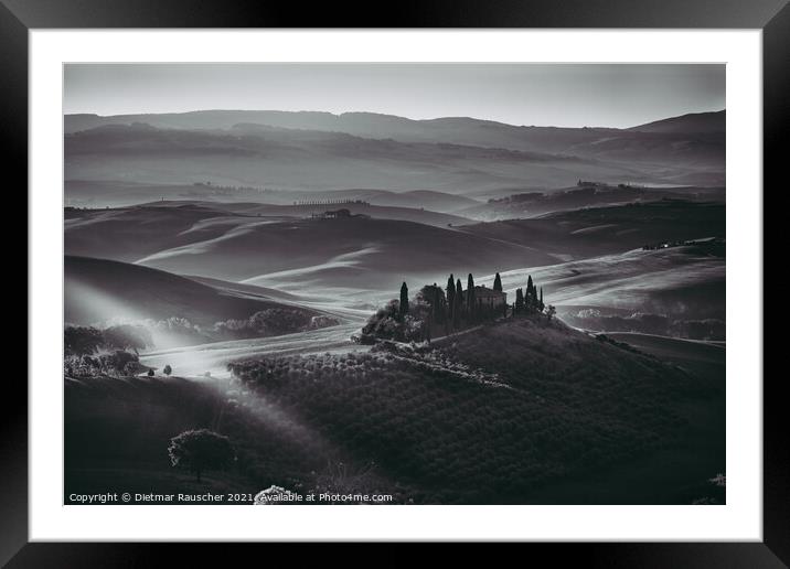 Podere Belvedere Villa in Val d'Orcia Region in Tuscany, Italy a Framed Mounted Print by Dietmar Rauscher