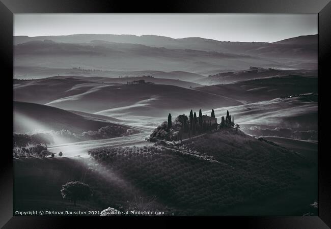Podere Belvedere Villa in Val d'Orcia Region in Tuscany, Italy a Framed Print by Dietmar Rauscher