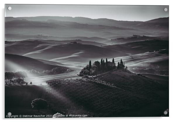 Podere Belvedere Villa in Val d'Orcia Region in Tuscany, Italy a Acrylic by Dietmar Rauscher