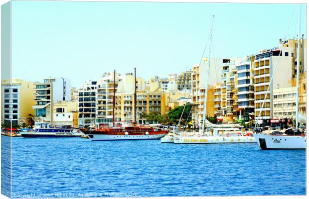 Waterfront and quayside, Sliema, Malta. Canvas Print by john hill