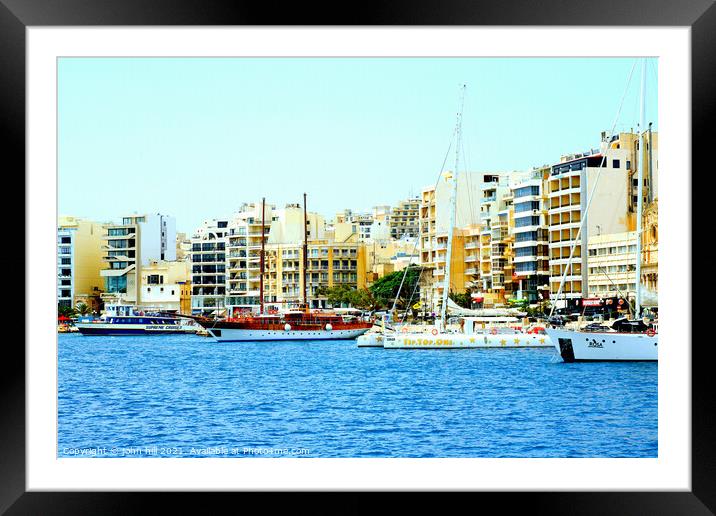 Waterfront and quayside, Sliema, Malta. Framed Mounted Print by john hill