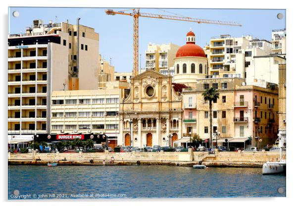 Sliema, Malta. Acrylic by john hill