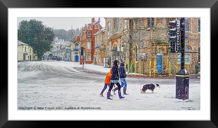 Brixham A Winter Scene Framed Mounted Print by Peter F Hunt
