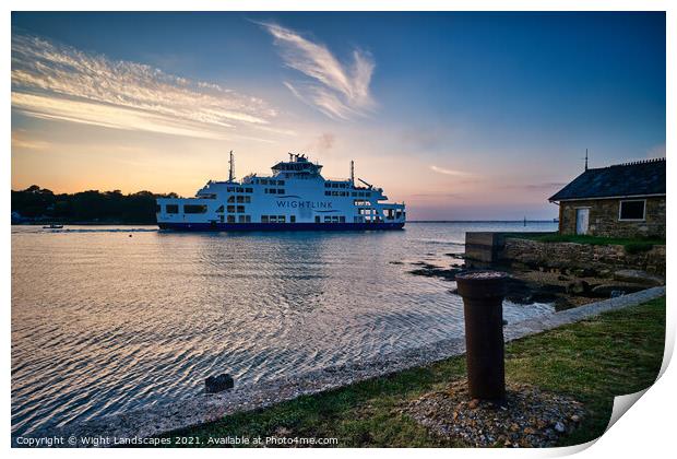 Fishbourne Ferry Sunset Print by Wight Landscapes