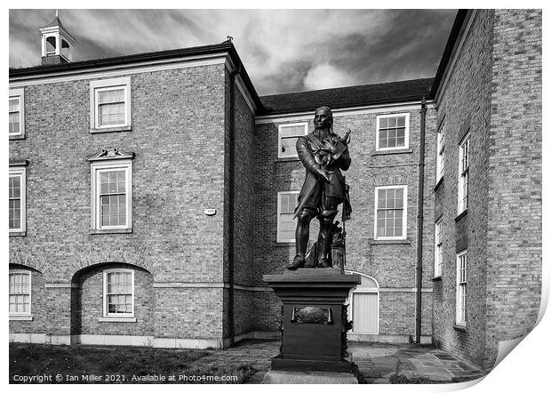 Building with statue of Cromwell in Warrington, UK Print by Ian Miller