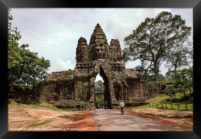 Angkor Thom North Gate, Cambodia Framed Print by Ian Miller