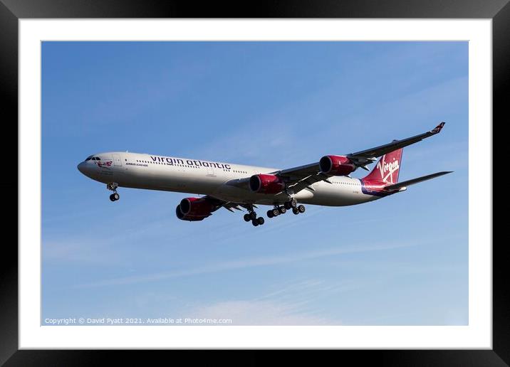 Virgin Atlantic Airbus A340 Framed Mounted Print by David Pyatt