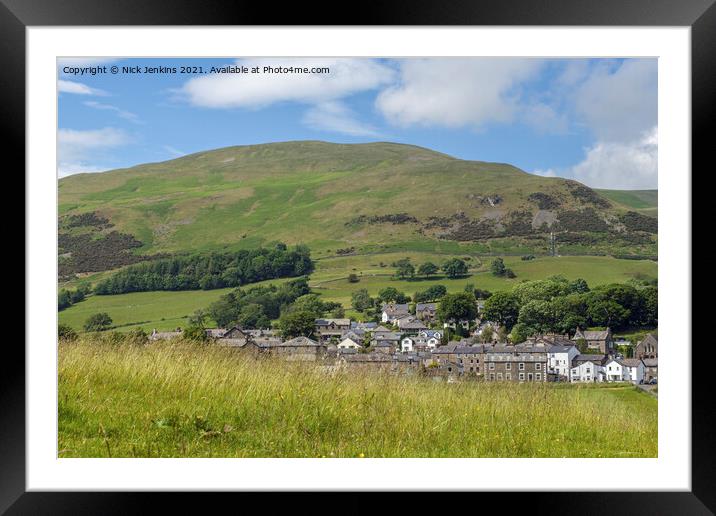 Winder rising above the Howgills town of Sedbergh Framed Mounted Print by Nick Jenkins