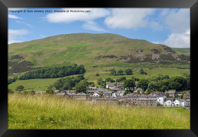 Winder rising above the Howgills town of Sedbergh Framed Print by Nick Jenkins