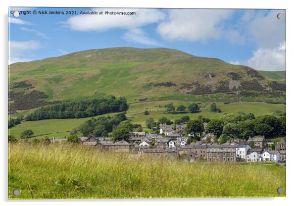 Winder rising above the Howgills town of Sedbergh Acrylic by Nick Jenkins