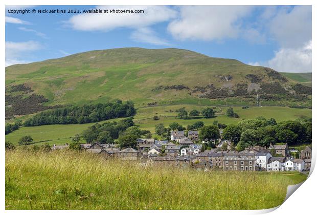 Winder rising above the Howgills town of Sedbergh Print by Nick Jenkins