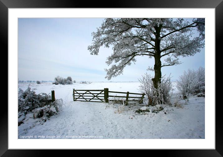 Snow on the Somerset Levels Framed Mounted Print by Philip Gough