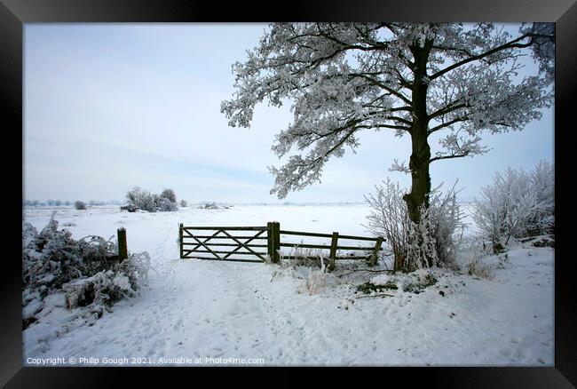 Snow on the Somerset Levels Framed Print by Philip Gough