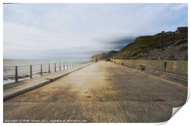 Walking at West Bay Print by Philip Gough