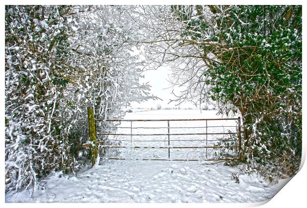 Snow on the Somerset Levels Print by Philip Gough