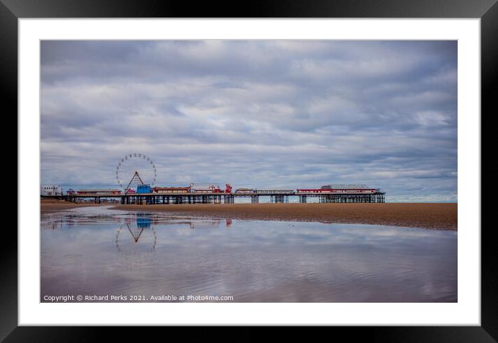 Blackpool pier reflections Framed Mounted Print by Richard Perks