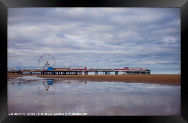Blackpool pier reflections Framed Print by Richard Perks