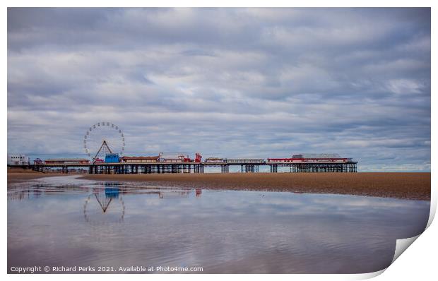 Blackpool pier reflections Print by Richard Perks