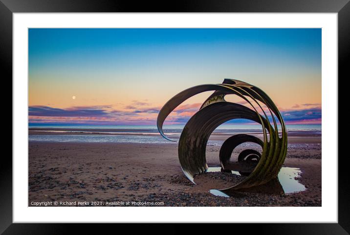 Moon and sunrise with Mary`s Shell Framed Mounted Print by Richard Perks