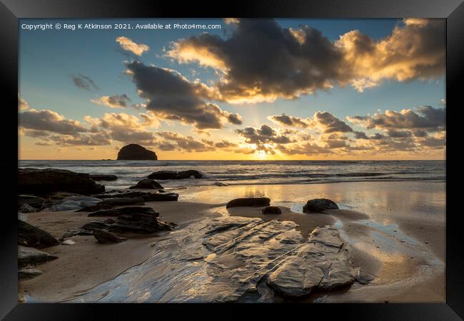 Cornish Sunset Framed Print by Reg K Atkinson